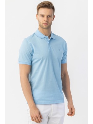 Sabri Özel Giotelli Açık Mavi Regular Fit %100 Pamuk Polo Yaka Tişört