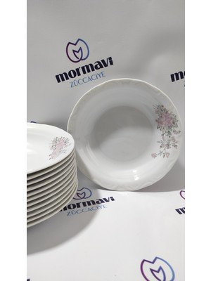 UltraMint Şık 19 cm Porselen Çukur Yemek Tabakları 12'li Set