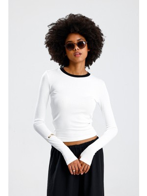 Rose Arya Beyaz Garnili Parmak Badi