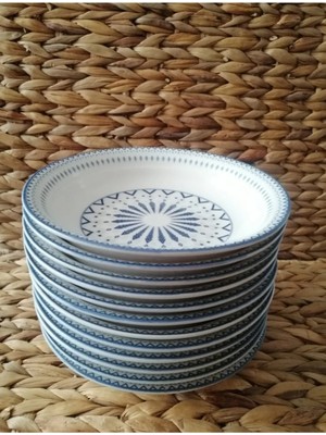 UltraMint 19 cm Porselen Çukur Yemek Tabakları, 12'li Set, Şık ve Dayanıklı