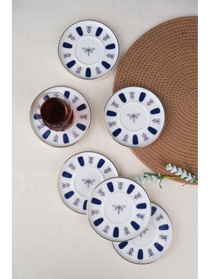 UltraMint Lacivert Porselen Çay Tabağı Seti 11,8cm, 6'lı, Şık ve Zarif Tasarım