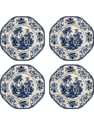 UltraMint Şık 27CM Mavi 4'lü Tabak Seti, Modern ve Zarif Tasarım