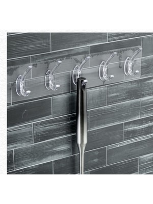 Askı Şeffaf Yapışkanlı 5li Askılık Kapı Duvar Askısı