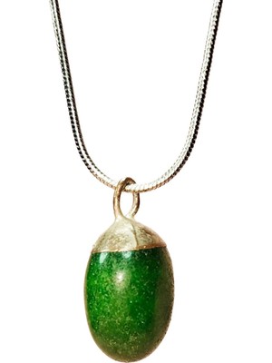 Remstdrk Aventurin Doğal Taşı Zincirli El Yapımı Kolye Uç: 2 cm Zincir: 20 cm Kutulu