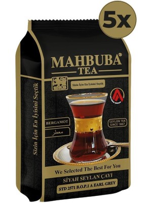 Mahbuba 5x200gr STD 2571 Earl Grey Bergamot Aromalı İthal Seylan Sri Lanka Ceylon Kaçak Siyah Yaprak Çayı