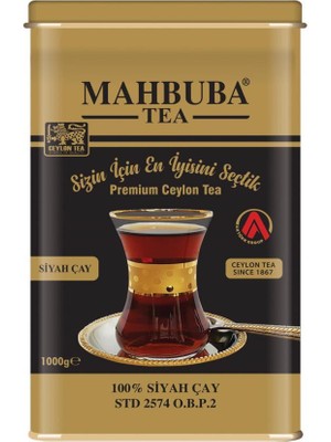 Mahbuba STD 2574 Premium İthal Seylan Ceylon Kaçak Siyah Yaprak Çayı 1kg Teneke Türkiye Menşeli