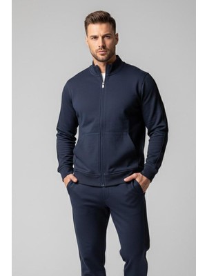 Sabri Özel Giotelli Lacivert Regular Fit Pamuklu Fermuarlı Eşofman Takımı