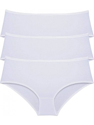 MiraLive 3 Adet Kadın Yüksek Bel Bato Külot Beyaz