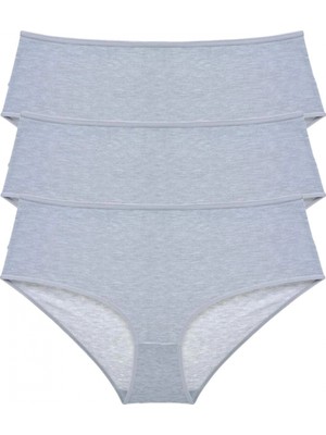 MiraLive 3 Adet Kadın Yüksek Bel Bato Külot Gri