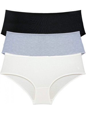 MiraLive 3 Adet Kadın Yüksek Bel Bato Külot Siyah Gri Krem