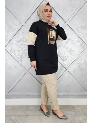 Pys Giyim Kadın Baskı Detaylı Kombinli Tesettür Tunik