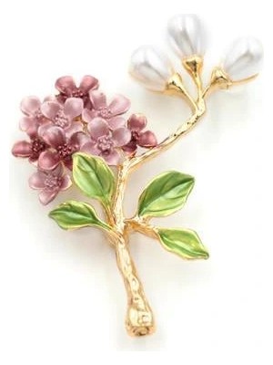 Remstdrk Incili Çiçek Broş - Lila