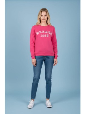 Seviliko Oversize Bisiklet Yaka Şardonlu %100 Pamuk Sweatshirt