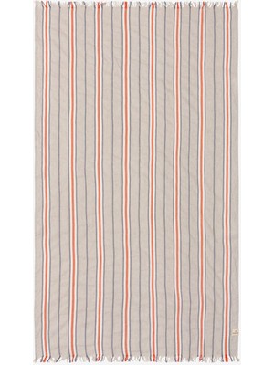 Barine Çizgili Keten Peştemal Mercan, Taşıma Çantalı