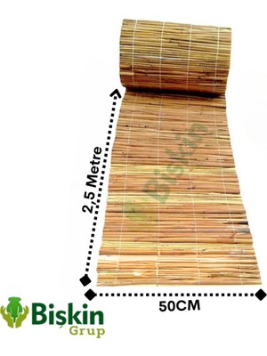 Bişkin 50CM x 250CM Bambu Kamış Hasır Çit Dekoratif Bahçe ve Balkon için Kullanışlı Çit