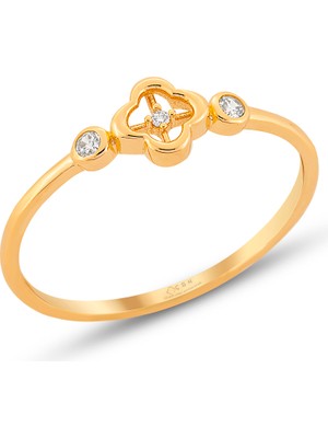 ÇGK KUYUMCULUK Taşlı Model Çıtır Altın Yüzük ÇGKY0098