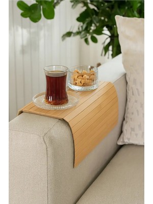 Mucit Home Katlanabilir Bambu Kolçak Tepsi Portatif Koltuk Kolu Sehpa Çekyat Yan Kol Tepsisi