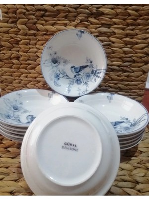 UltraMint 12'li Gural Porselen Kuş Yemek Tabakları, 17 Cm, Şık ve Zarif Tasarım