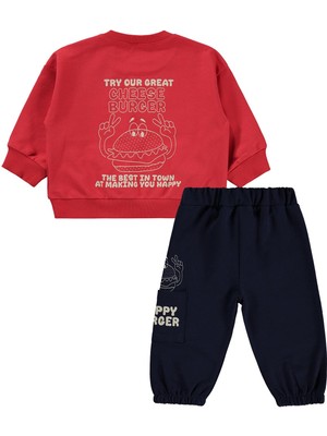 Civil Baby Happy Burger Baskılı 6-18 Ay Takım - Kırmızı 18-24 Ay