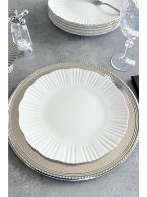 UltraMint Şık 6 Kişilik 27 cm Porselen Servis Tabağı Takımı Seti