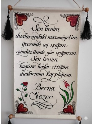 Hatyazan Kişiye Özel Kaligrafi Aşk Fermanı (Gül ve Lale Motifli) - Maneviyatla Taçlanmış Sevgiliye Hediye