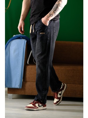 Oksit Reax Rayn Beli Lastikli Ipli Düz Paça Rahat Kesim Erkek Jean Pantolon