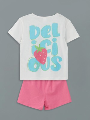 Lc Waikiki Yeni Sezon Bisiklet Yaka Kız Bebek Tişört ve Şort 2'li