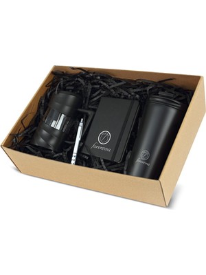 PremiumPort Şık French Press, Not Defteri, Kalem ve Termos Hediye Seti (PS1826)