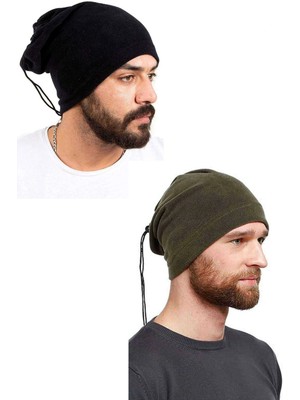 Remstdrk 2 Adet Polar Ipli Bere ve Boyunluk Siyah Yeşil