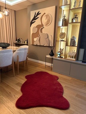 Doğuş Peluş Halı Ultra Soft Bordo Yumuşak Dokulu Peluş Halı Tek Kafa Post