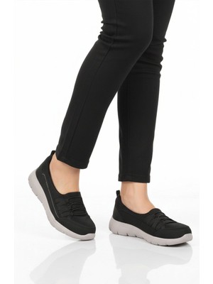 Walkway Siyah Buz Fileli Hafif Esnek Kadın Günlük Yürüyüş ve Spor Ayakkabı BST-1009 G
