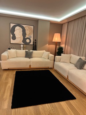 Doğuş Peluş Halı Ultra Soft Siyah Yumuşak Dokulu Peluş Halı Dikdörtgen