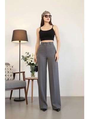 Kadın Ithal Doubleface Kumaş Palazzo Kalıp Yüksek Bel Çekme Solma Yapmaz Kaliteli Ürün