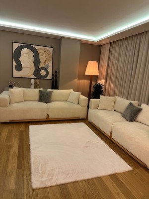 Doğuş Peluş Halı Ultra Soft Beyaz Yumuşak Dokulu Peluş Halı Dikdörtgen
