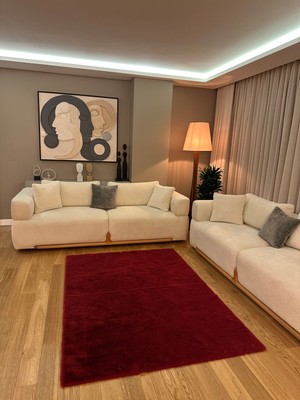 Doğuş Peluş Halı Ultra Soft Bordo Yumuşak Dokulu Peluş Halı Dikdörtgen