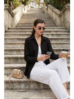 Lela Pamuklu Regular Fit Cepli Gömlek Kadın Gömlek CF25S16992