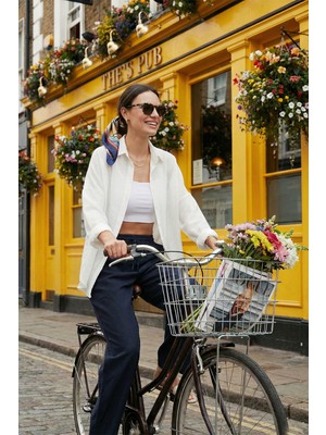 Lela Pamuk Karışımlı Regular Fit Dokulu Gömlek Bayan Gömlek 6772931