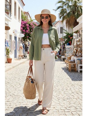 Lela Pamuklu Regular Fit Cepli Gömlek Kadın Gömlek CF25S16992