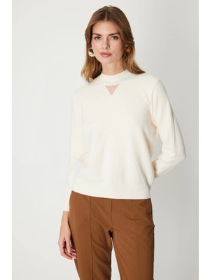 On Fashion Pul Detaylı Kadın Bej Kazak 60345