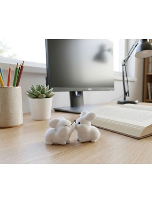 PicStory Pofuduk Yanaklar - Dekoratif Tavşan Biblo Seti - 2 Adet