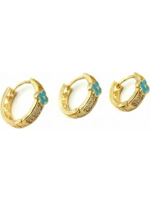 Remstdrk 3'lü Halka Küpe - Turkuaz