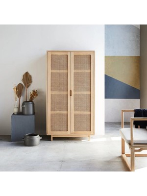 CopperWood Hazeran Detaylı Masif Ahşap Büfe, Vitrin, Erzak Dolabı, Gardırop 160X85 cm