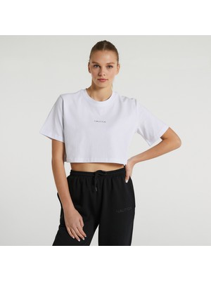 Nautica Kadın Beyaz Relaxed Fit T-Shirt 25V537T.1BW