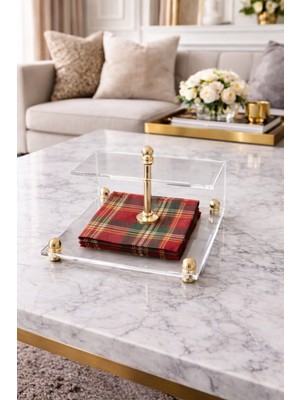 UltraMint Altın Kaplama Pirinç Aksesuarlı Şık Servis Peçetelik