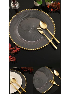 UltraMint 6'lı Inci Detaylı Şık Servis Tabağı Seti