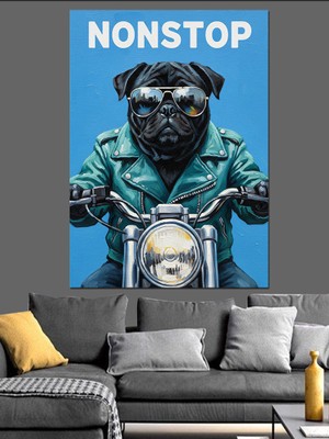 Karizma Tablo Nonstop Hızlı Motosikletçi Dekoratif Kanvas - Mdf Ahşap Tablo