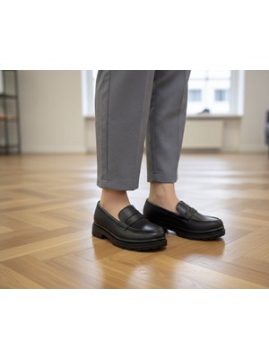 Seda Shoes Siyah Bayan Yüksek Taban Babet