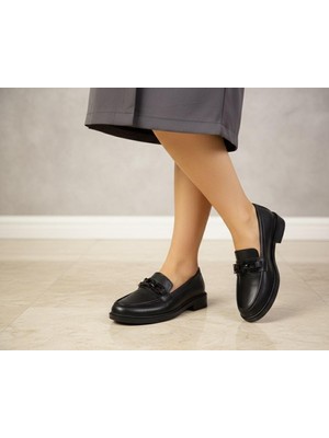 Seda Shoes Siyah Yüksek Taban Babet