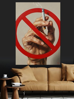 Artmeg Sigara Içilmez El Hareketi Dekoratif Kanvas - Mdf Ahşap Tablo
