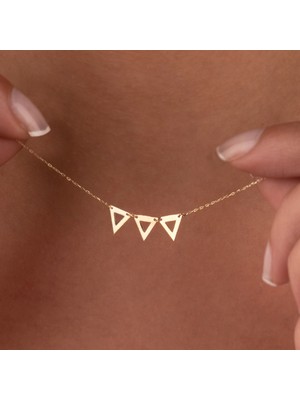 Hakan Mücevherat Üçgen Figürlü 14 Ayar Altın Minimal Kolye